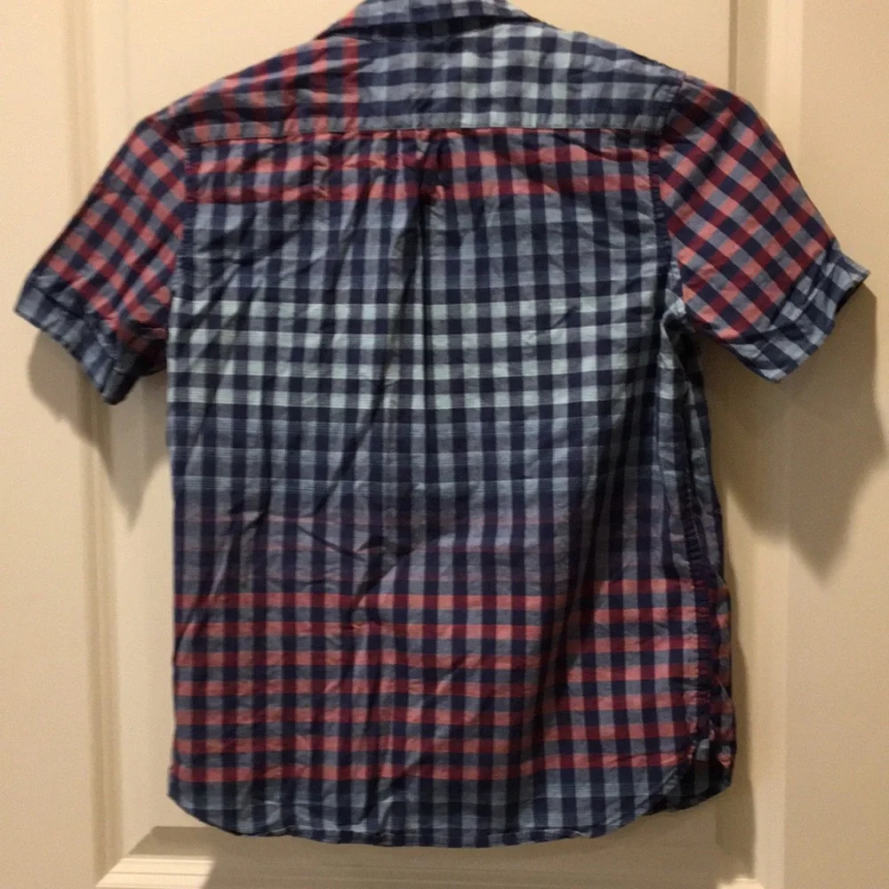 Gap Kids button down gingham checkered Short Sleeves collar shirt size M (8)